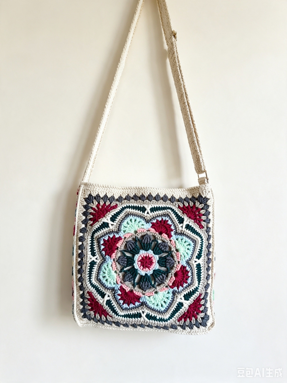 Handmade Crochet Crossbody Bag, Boho Tote Bag, Bohemian Purse
